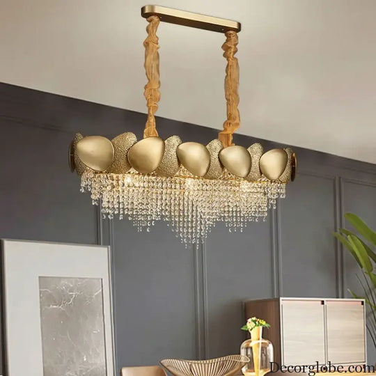 LED Tassels Crystal Chandelier - Modern Stainless Steel Gold Long/Round Pendant Light - DecorGlobe
