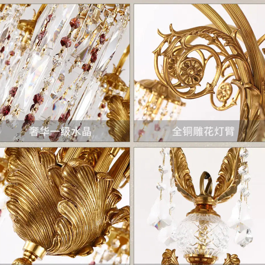 French style light luxury chandelier villa luxury atmosphere living room dining room bedroom lamp European retro