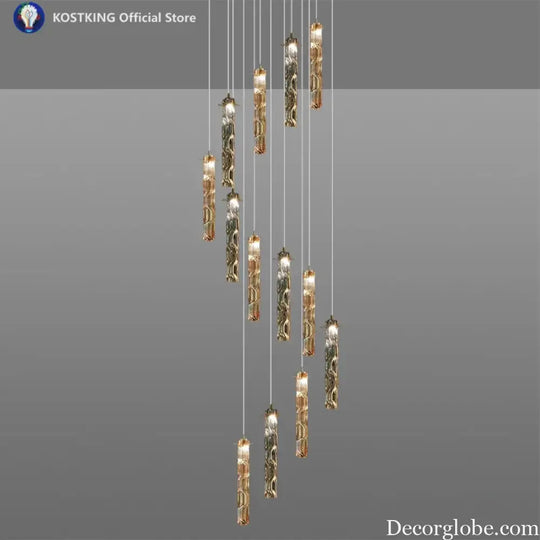 Art Design Spiral Staircase Crystal Chandelier LuxuriousHigh-CeilingDuplex Floor-To-Ceiling Living Room Crystal Large