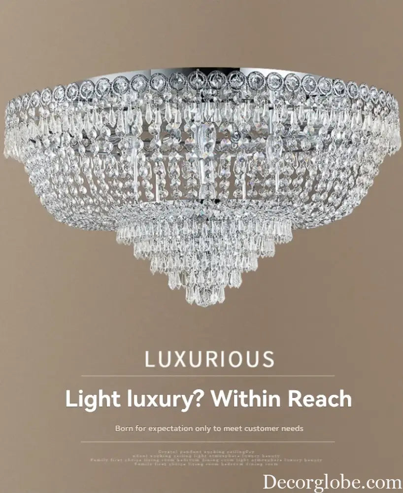 Modern American Style LED Crystal Lamp Circular Home Decoration Living Room Bedroom Dining Room Hotel Ceiling Ceiling