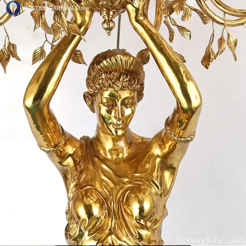 260cm sexy girl standing lamp French Villa Hall copper floor lamps luminaria foyer hotel project vintage floor lamps