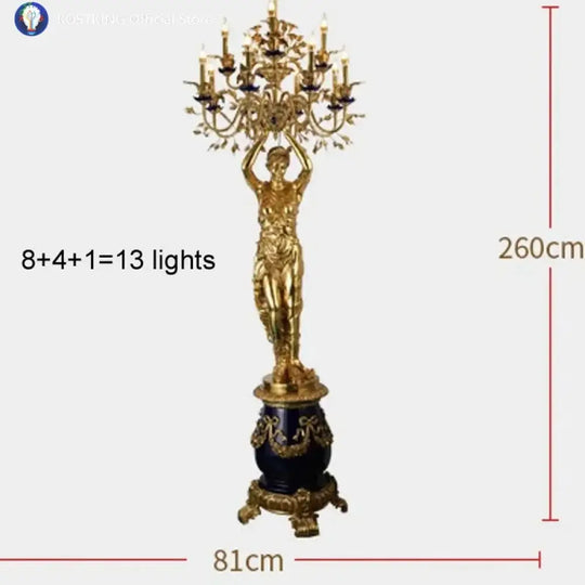 260cm sexy girl standing lamp French Villa Hall copper floor lamps luminaria foyer hotel project vintage floor lamps