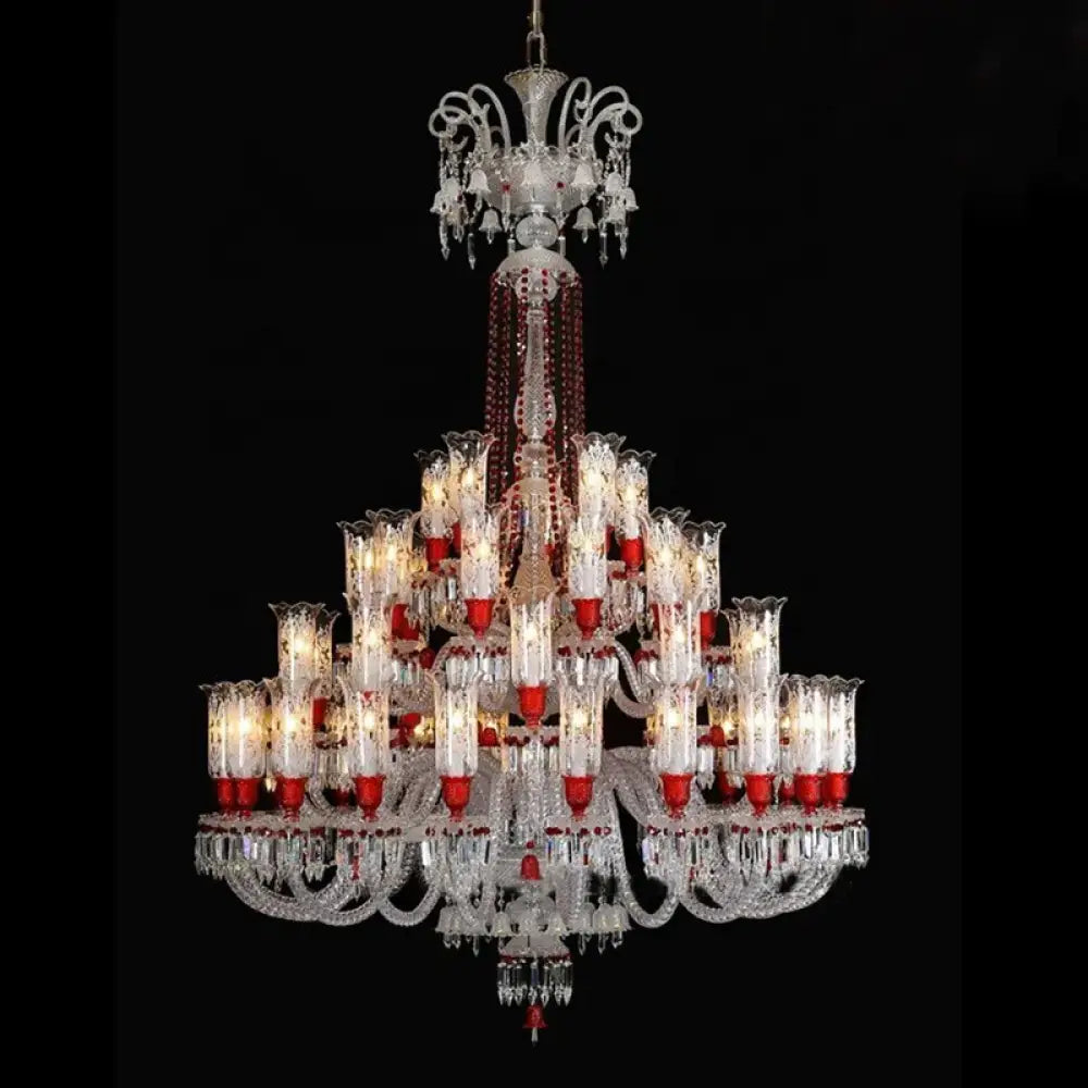 ZELORA Red Crystal European-Style Duplex Statement Chandelier chandelier
