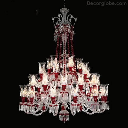 ZELORA Red Crystal European-Style Duplex Statement Chandelier chandelier