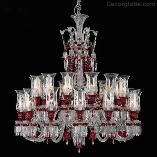 ZELORA Red Crystal European-Style Duplex Statement Chandelier chandelier