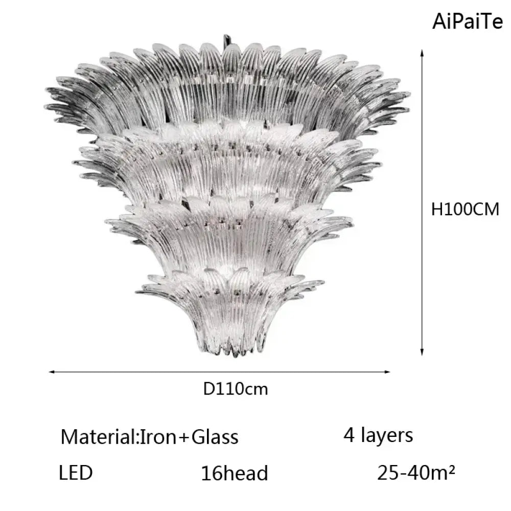 Odette French Vintage Murano Glass LED Chandelier for Living Room & Staircase AD110CM4Layer / changeable Chandelier